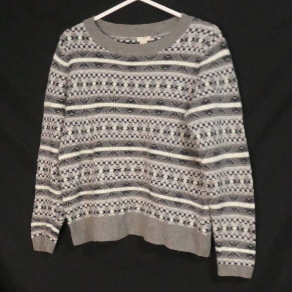 J CREW | medium | Geometric Patterned Grey Sweater - Picture 1 of 14